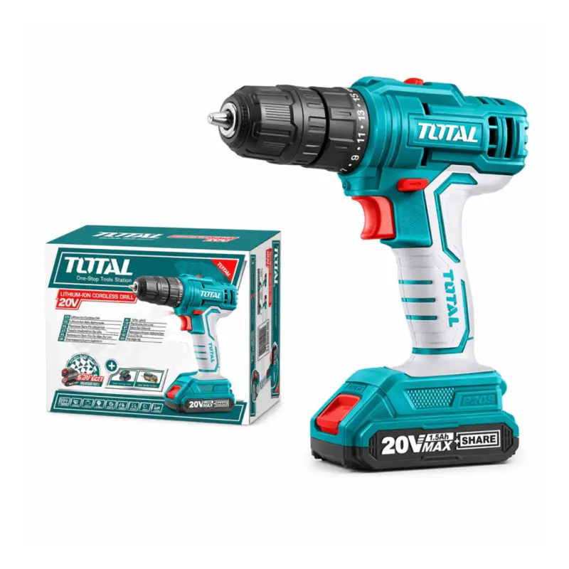 Taladro Inalambrico con Cargador 20V 1,5A 1500 rpm TOTAL TDLI20011-4