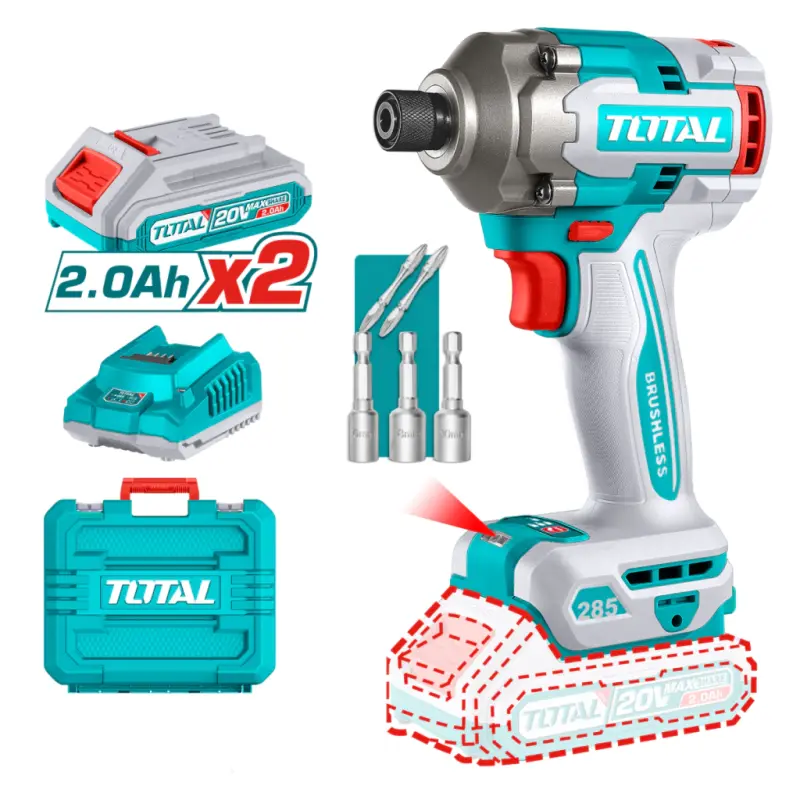 Atornillador Inalámbrico De Impacto 20v 285 Nm 2900 rpm Total TIRLI2028-4