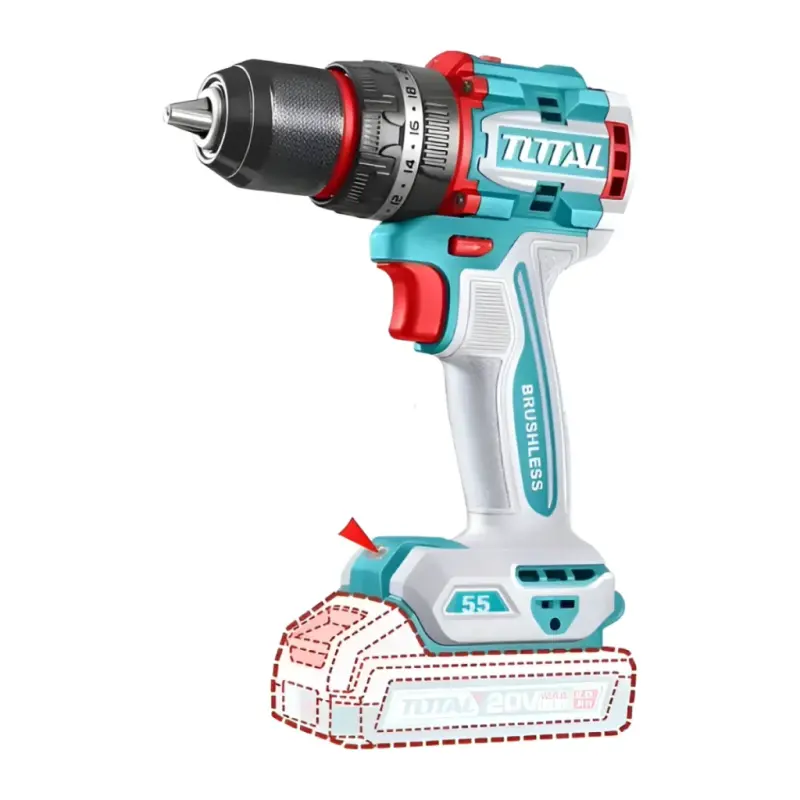 Taladro percutor 20v Brushless 2000rpm 55nm Total TIDLI205581