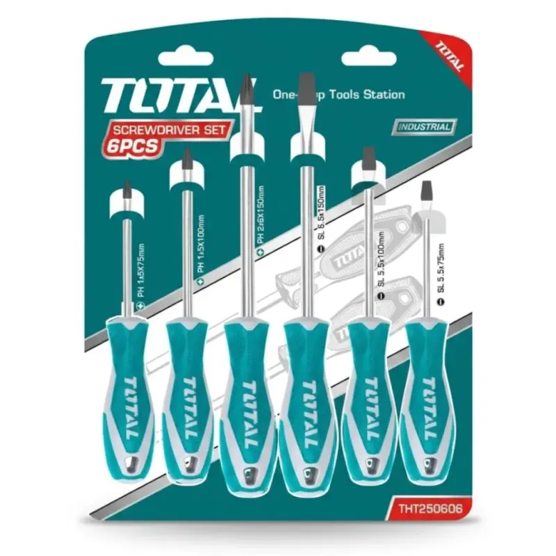 Set Destornilladores Total Tools 6 Piezas Punta Imantada CR-V THT250606