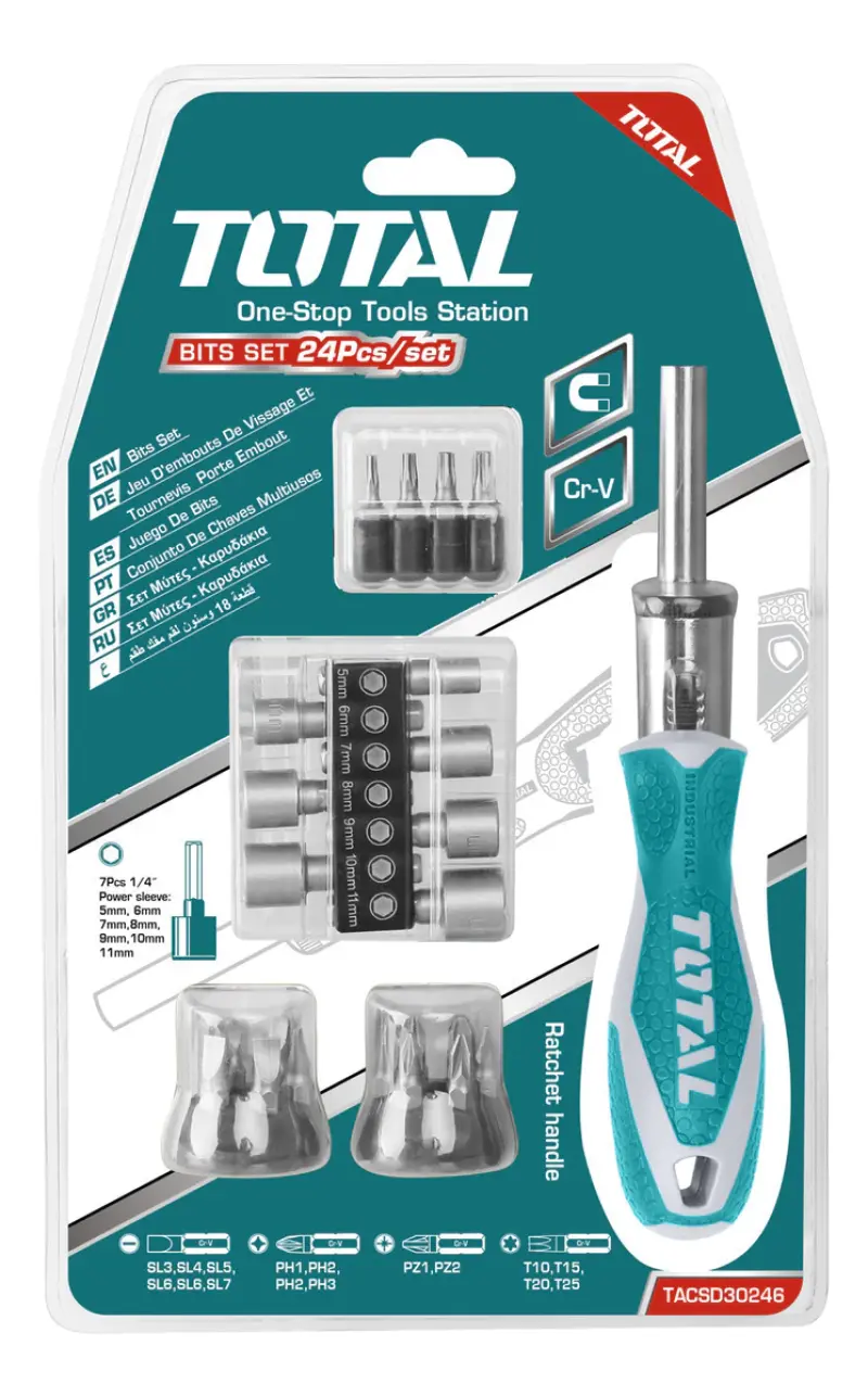 Set Destornillador 24 Puntas Con Crique Bocallave Total TACSD30246