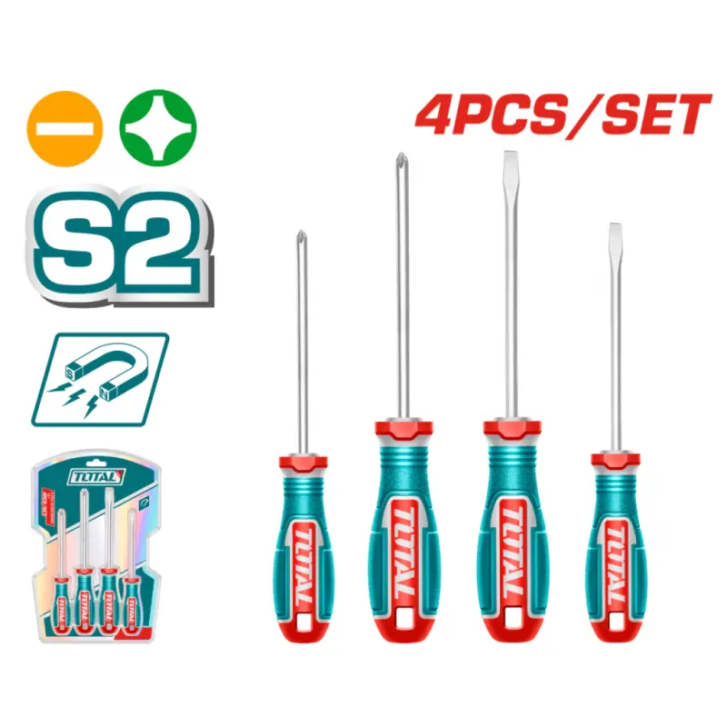 Set de 4 Destornilladores industrial total TKSDS0426