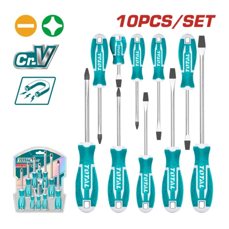 Set de 10 destornilladores planos Philips Total THT250610