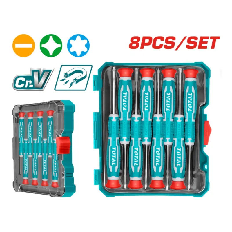 Set de 8 destornilladores de precision magneticos Total THT250826