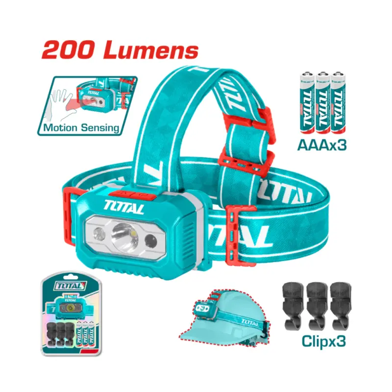 Linterna De Cabeza Trabajo Led Frontal 91 Mts A Pilas Total THL013AAA6