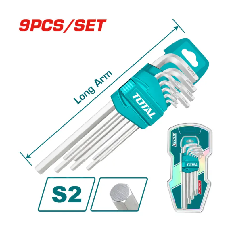 Set llaves hexagonales X 9u. 1.5 A 10mm Brazo Largo Total THT106191