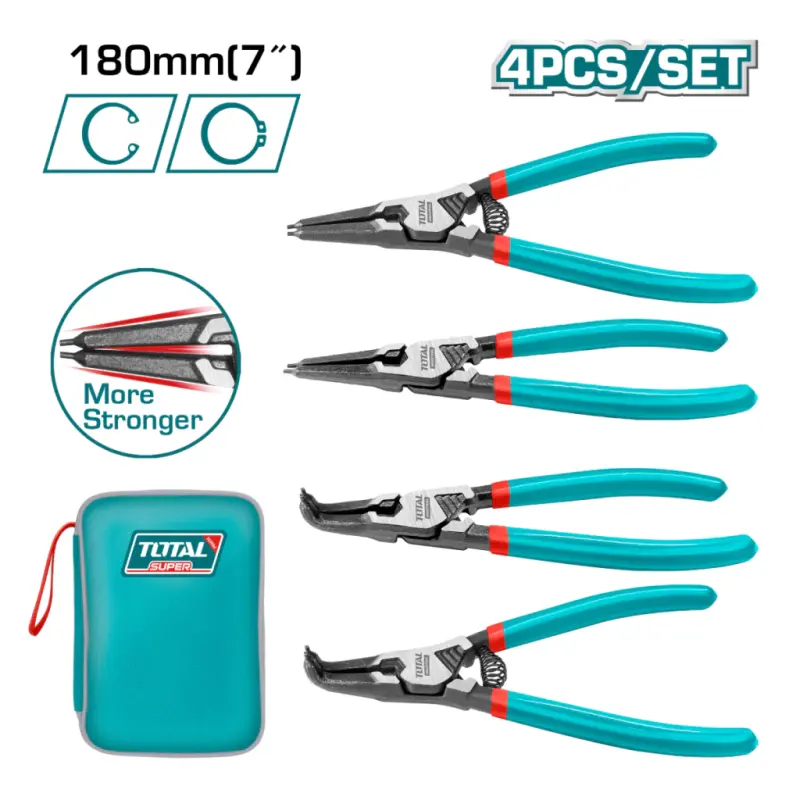 Juego Kit 4 Pinzas Seguer Seeger Total 180mm Reforzadas THTJ214042