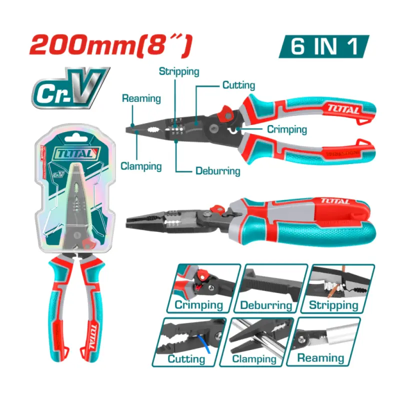 Pinza de Punta Multifuncion 200mm INDUSTRIAL TOTAL THTMF286